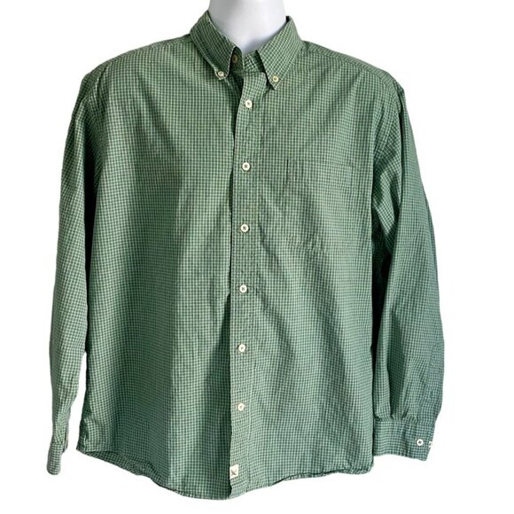 Eddie Bauer Green Black Long Sleeve Button Down Cotton Shirt Men's Large - Picture 2 of 8